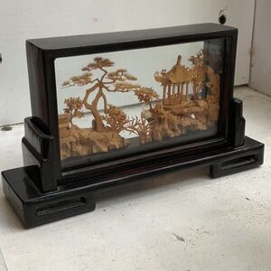Elegant Chinese Diorama with Pagoda and Crane